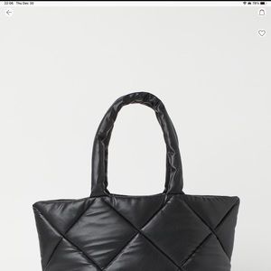H&M Lightly padded shopper faux leather BLACK